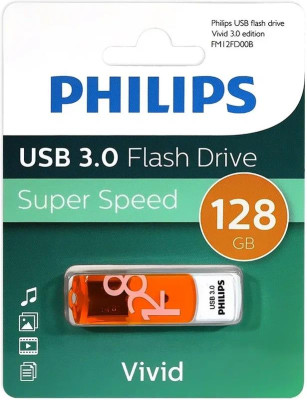 PHILIPS 128Gb VIVID3.0 Белый/Оранжевый (FM12FD00B/97)
