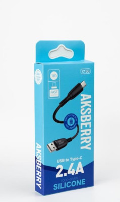 AKSBERRY (6972969383170)X156 Silicone Type C 2,4A 1M (черный)