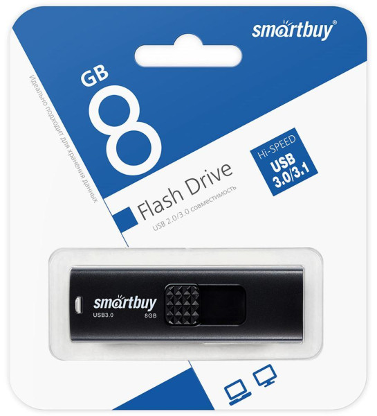 SMARTBUY (SB008GB3FSK) UFD 3.0/3.1 008GB Fashion Black черный