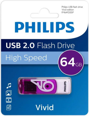 PHILIPS 64Gb VIVID2.0 Белый/Фиолетовый (FM64FD05P/97)