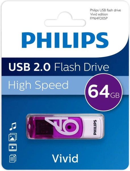 PHILIPS 64Gb VIVID2.0 Белый/Фиолетовый (FM64FD05P/97)