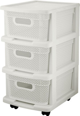 KEEPLEX KL379522048 Комод Ajur с корзинами на колесиках трехсекционный компакт 37х30х52см белое облако