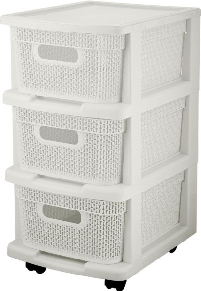 KEEPLEX KL379522048 Комод Ajur с корзинами на колесиках трехсекционный компакт 37х30х52см белое облако