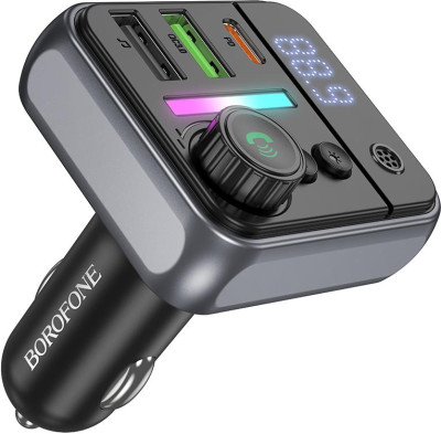 BOROFONE (6941991115257) BC50 FM-трансмиттер+АЗУ 2USB+1Type-C PD20W+QC3.0 , Black
