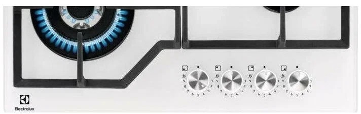 Варочная панель газовая Electrolux KGG64362W, 4 конфорки с газ-контролем, белая