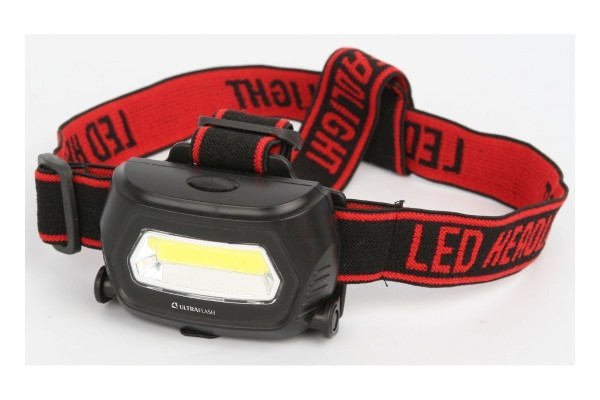 ULTRAFLASH LED5359 (фонарь налобн.аккум 5В черный COB 3 Ватт, 3 реж.,пласт.,бокс)
