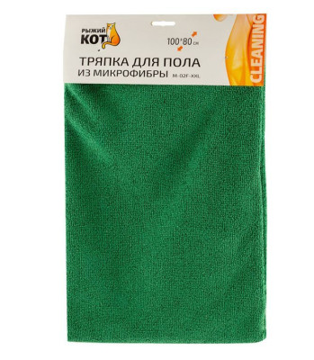 РЫЖИЙ КОТ Тряпка для пола из микрофибры M-02F-XXL, цвет: зеленый, размер: 80х100см (310265)
