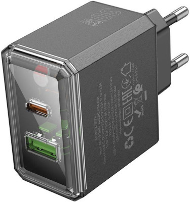 BOROFONE (6941991110641) 1USB+1Type-C 3.0A QC3.0 PD 30W Black