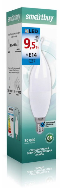 SMARTBUY (SBL-C37Can-9_5-60K-E14) свеча на ветру C37-9,5W/6000/E14