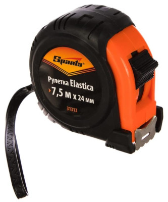 SPARTA Рулетка Elastica, 7.5 м х 24 мм, обрезиненный корпус 31313