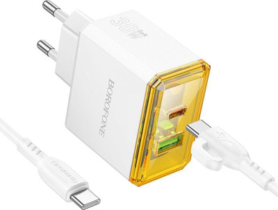BOROFONE (6941991110696) BAS32A 1USB+1Type-C 3.0A QC3.0 PD 30W White
