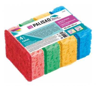 PALISAD Губки для посуды CORAL, 95X64X36 мм, 4 шт., 923585