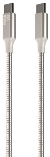 AKSBERRY (6900288580017) X161 Spring USB C - USB C, support 20V/5A, 100W, 1м в металлической оплетке, серебристый