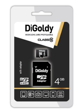 DIGOLDY 4GB microSDHC Class10 + адаптер SD