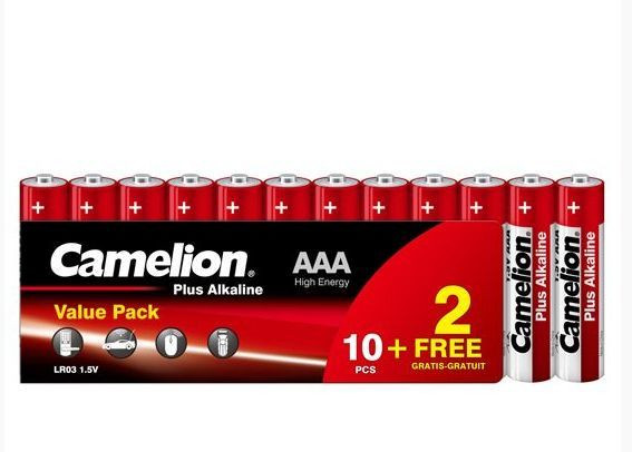 CAMELION (14260) LR03 PLUS ALKALINE BLOCK-12 (LR03-HP12, батарейка,1.5В)