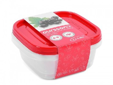 OURSSON CP1081S/RD наб. контейнеров квадрат. 2шт.х0,45л