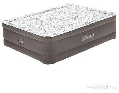 BEST WAY Матрас надувной Tritech Fashion Flock Queen со встроенным электронасосом 203x152x56 см Bestway 6713E