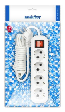 SMARTBUY (SBE-16-4-05-ZS) 4 гнз х 5,0 м (16А/3.5кВт, ПВС 3х1.0)