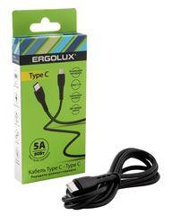 ERGOLUX (15201) ELX-CDC06-C02 (Кабель Type C-Type C, 5А, 80Вт, 1,2м, Черный, Зарядка+ПД, Коробка)