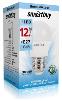 SMARTBUY (SBL-G45-12-40K-E27) G45-12W00/E27