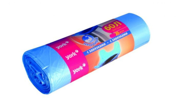 YORK мешок для мусора "YORK" 60 л. (20 шт) с завязками 902170
