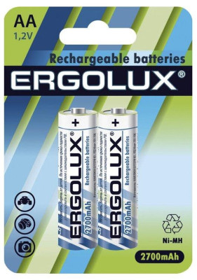 ERGOLUX (12445) AA-2700MAH NI-MH BL-2 (NHAA2700BL2, аккумулятор,1.2В)
