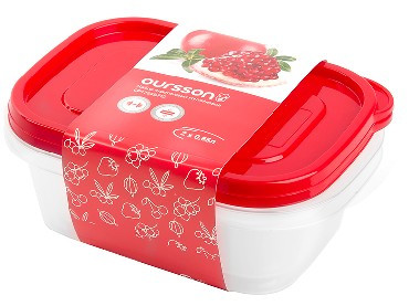 OURSSON CP1784S/RD набор контейнеров прямоуг.0,85л.