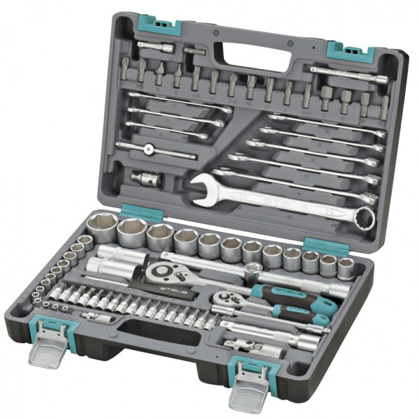 STELS Набор инструментов, 1/2", 1/4", CrV, пластиковый кейс 82 предм. 14105