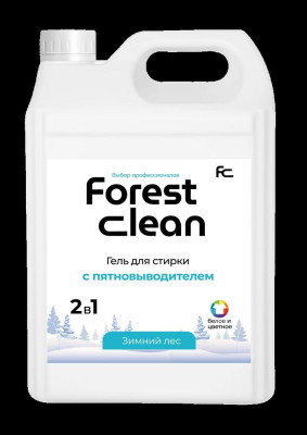FOREST CLEAN 2в1 Гель для стирки белья с ПЯТНОВЫВОДИТЕЛЕМ "Зимний лес" 5л