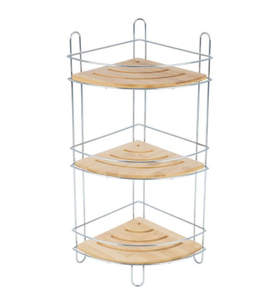 РЫЖИЙ КОТ Полка трехъярусная BAMBOO-05 (угловая), 19,5*19,5*48,5 см (101247)