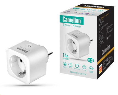 CAMELION (14503) SMART HOME BNS/SH-1/16A/WIFI (Розетка одинарная 16A 3680В, WIFI+Счетчик+Контроль)