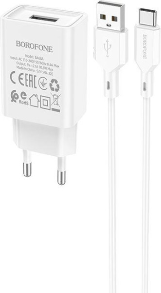 BOROFONE (6974443385731) для Type-C BA68Aa White