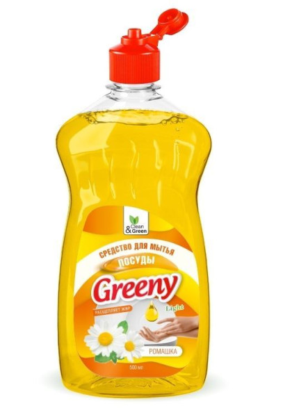 CLEAN&GREEN CG8154 Средство для мытья посуды "Greeny" Light 500 мл. Ромашка