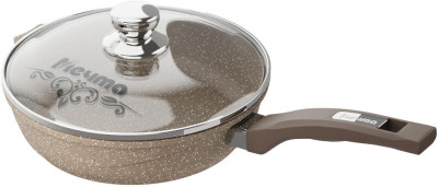 МЕЧТА с28806 с несъемной ручкой и стекл. крышкой. "Гранит brown" 28см
