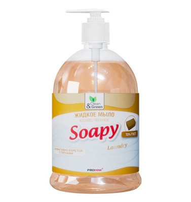 CLEAN&GREEN CG8097 Жидкое мыло "Soapy" хозяйственное с дозатором 1000 мл.