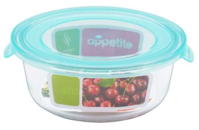 APPETITE SL620CLB стекл круг 620мл голуб д/хранения