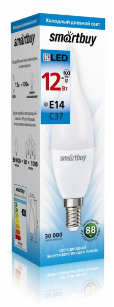 SMARTBUY (SBL-C37Can-12-60K-E14) свеча на ветру C37-12W/6000/E14