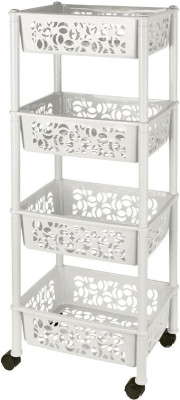KEEPLEX KL282912048 Этажерка Light на колесиках четырехсекционная прямоугольная 37х29х19см белое облако