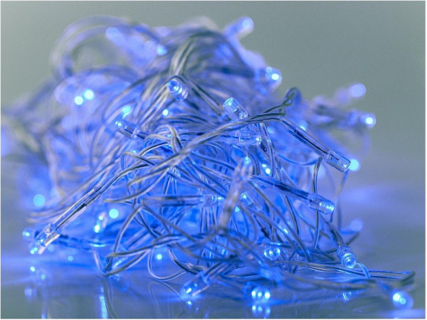 ECOLA N4YB15ELC LED гирлянда 220V IP44 Нить 15м 200Led Синяя Blue, 8 режимов, прозр.провод с вилкой синий