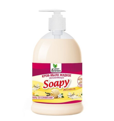 CLEAN&GREEN CG8111 Крем-мыло жидкое "Soapy" ваниль со сливками увлажняющее с дозатором 500 мл.