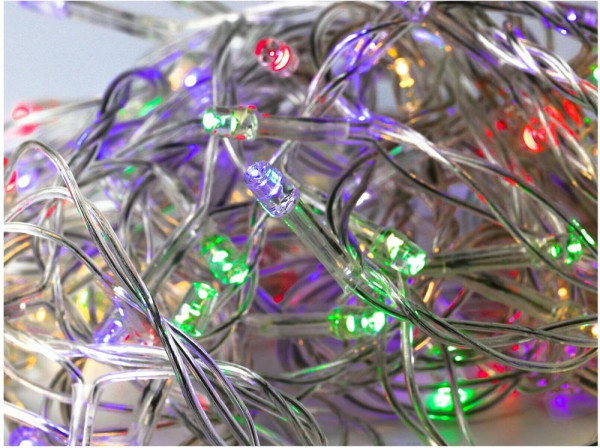 ECOLA N4YM08ELC LED гирлянда 220V IP44 Нить 8м 120Led RGBW, 8 режимов, прозр.провод с вилкой разноцветный