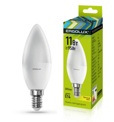 ERGOLUX LED-C35-11W-E14-3K (Эл.лампа светодиодная Свеча 11Вт E14 3000K 180-240В)