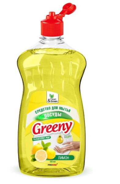 CLEAN&GREEN CG8069 Средство для мытья посуды "Greeny" Light 500 мл.