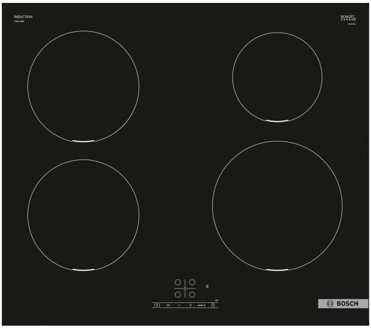 Индукционная варочная поверхность Bosch PWP611BB5E, 4 конфорки, стеклокерамика, 4600 Вт