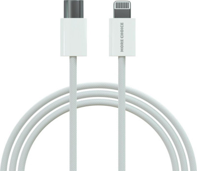MORE CHOICE (4620202550408) K73i USB 3.0A PD 20W для Lighting 8-pin Type-C - нейлон 1м White