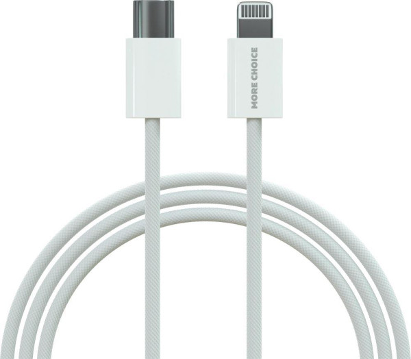 MORE CHOICE (4620202550408) K73i USB 3.0A PD 20W для Lighting 8-pin Type-C - нейлон 1м White