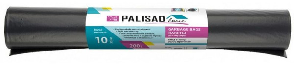 PALISAD Пакеты для мусора 200 л X 10 шт. пвд особопрочные черные, длинный ролик, HOME 927295