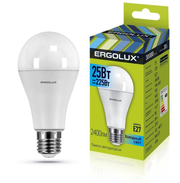 ERGOLUX (14236) LED-A65-25W-E27-4K (Эл.лампа светодиодная ЛОН 25Вт E27 4500K 180-240В)