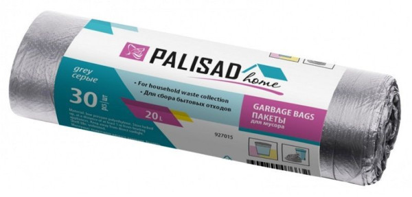 PALISAD Пакеты для мусора 20 л X 30 шт. серые, HOME 927015