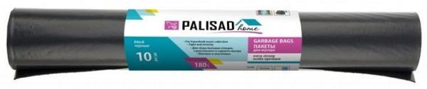 PALISAD Пакеты для мусора 180 л X 10 шт. пвд особопрочные черные, длинный ролик, HOME 927285